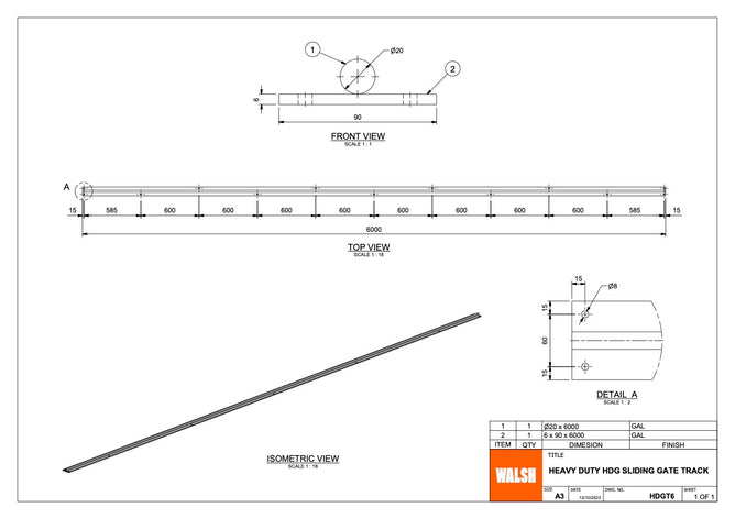 Heavy Duty HDG Sliding Gate Track